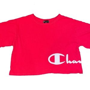 champion cropped t-shirt - size small - red